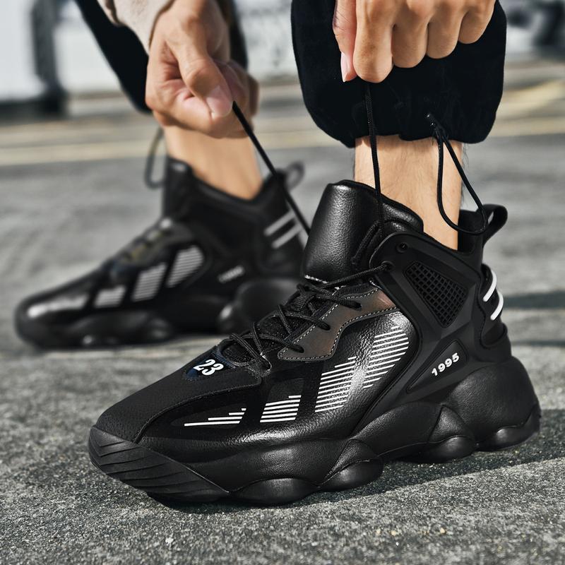 Men's basketball shoes non-slip cushioned sports shoes breathable wear-resistant leather