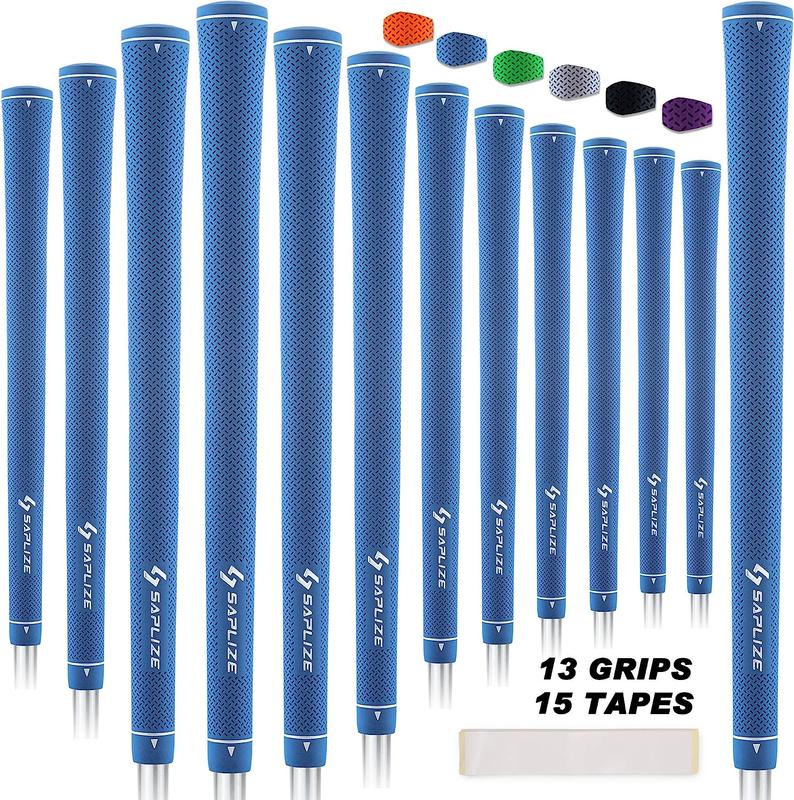 SAPLIZE CC02 Rubber Golf Grips, Options of Upgrade kit(13 Grips with 15 Tapes) or Deluxe Kit(13 Grips with Solvent kit) 6 Pure Colors Available, Standard Midsize Anti-Slip Rubber Golf Club Grips