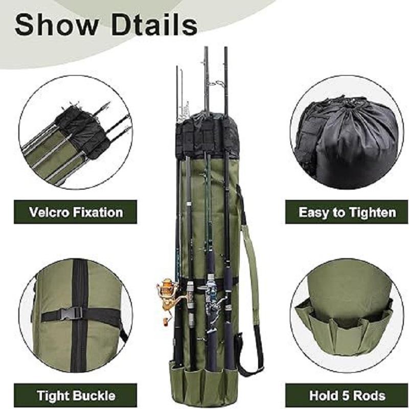 Multi-function Fishing Pole Bag,Portable Fishing Tool Organizing Bag,Outdoor Fishing Organizer Accessory,Fly Fishing,Solo Camping, Fishing Equipment