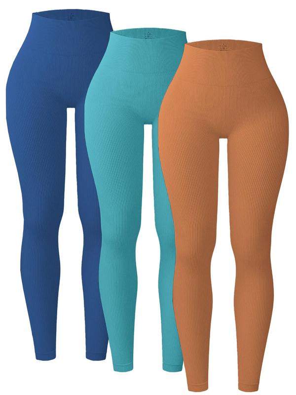 Women's Solid High Waist Sports Leggings, Breathable Comfortable Skinny Pants for Yoga Gym Workout Running, Ladies Sportswear for All Seasons