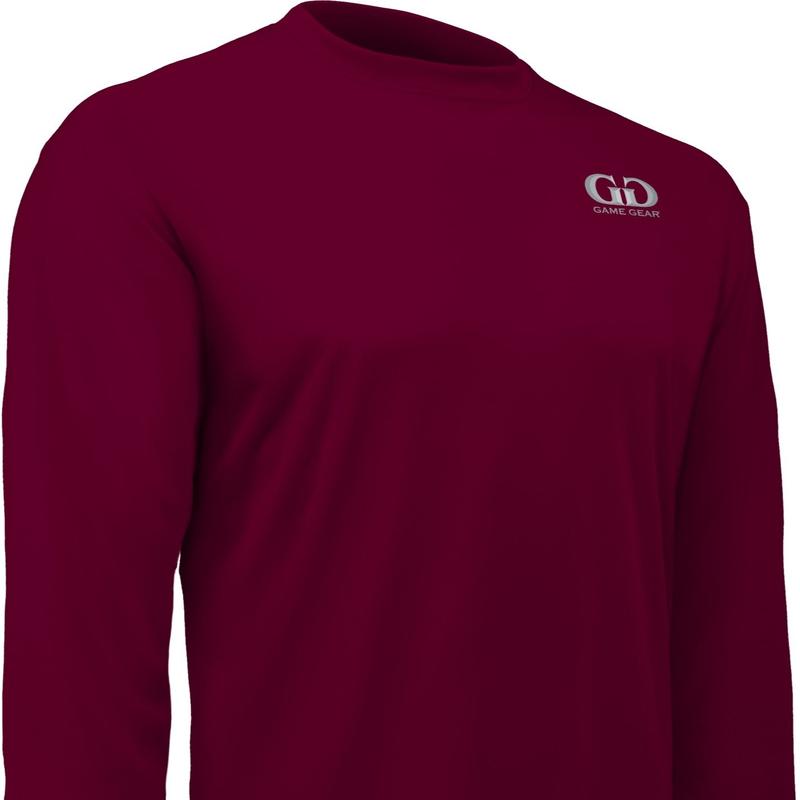 Long Sleeve Loose Fit Shirt with a solid crew neck. Polyester Fabric - Soccer Baseball Softball