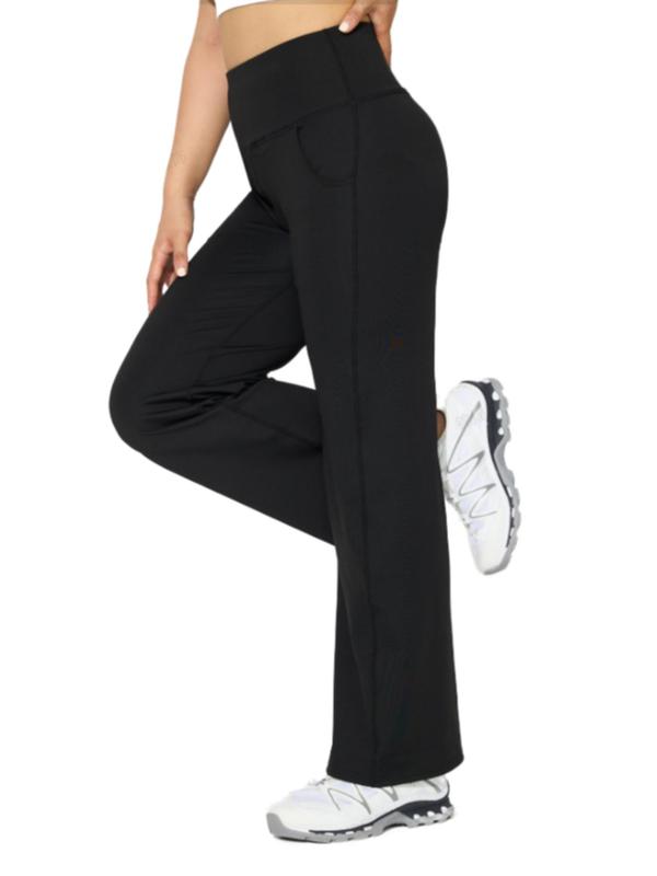 Women's Plain Pocket Ponte-de-roma Joggers, Casual Sporty High Waist Straight Leg Trousers for  Workout Running, Ladies Sportswear for All Seasons