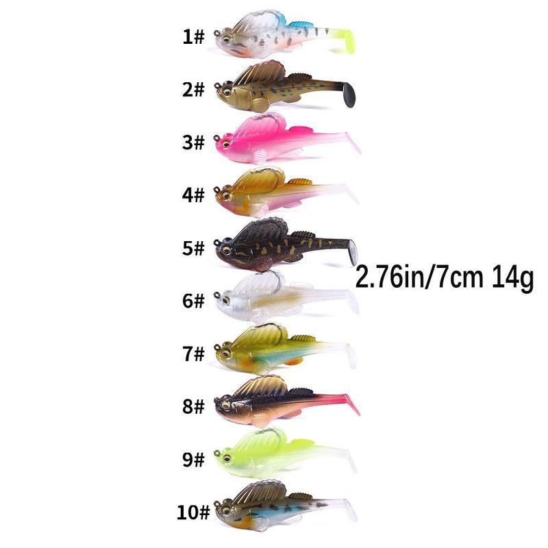 Silicone Wobbler Fishing Lure, 10pcs Sinking Soft Lure Jig Hook Swimbaits Bass Shad for Perch Tackle, Fishing Accessories, Fishing Lures