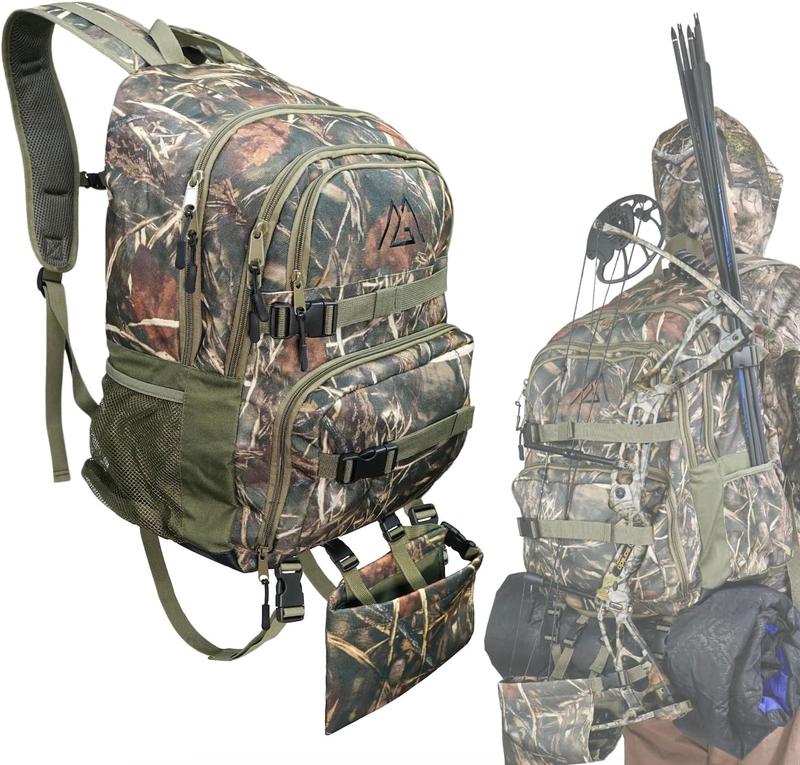 Hunting Backpack with Bow Rifle Holder, Large, Camouflage