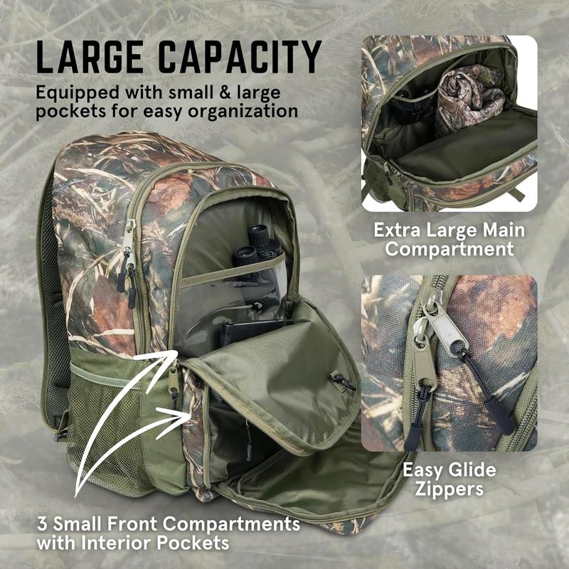 Hunting Backpack with Bow Rifle Holder, Large, Camouflage