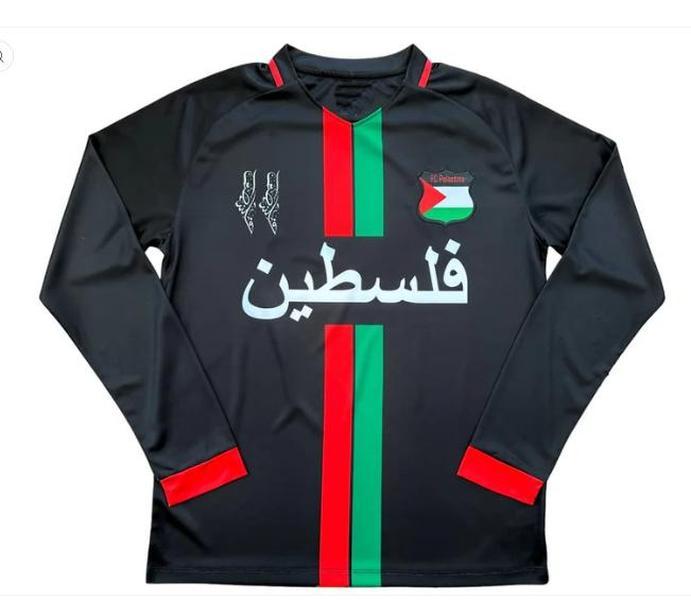 Palestine Black Centre Striped (Red Green) L S Football Shirt, Gift For Him And Her