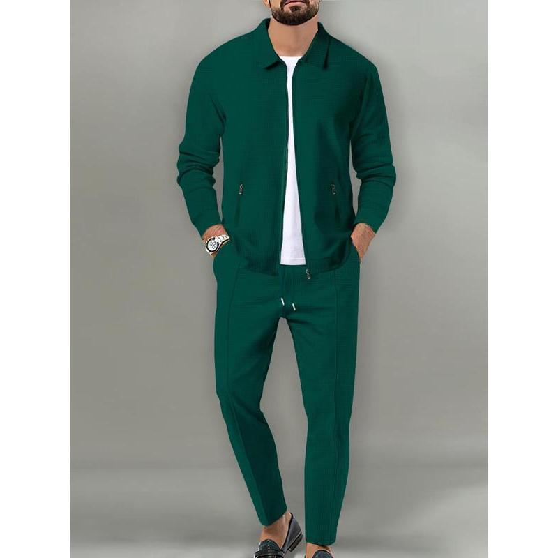 Sporty Two-piece Set Men's Plain Zip Up Jacket & Drawstring Waist Pants Tracksuit Set, Sports Long Sleeve Collared Outerwear & Pocket Elastic Waist Trousers, Men's Sportswear for Gym Workout Running 9 Clothes, Fall Clothes 2024 90s Clothes, Fall Outfits