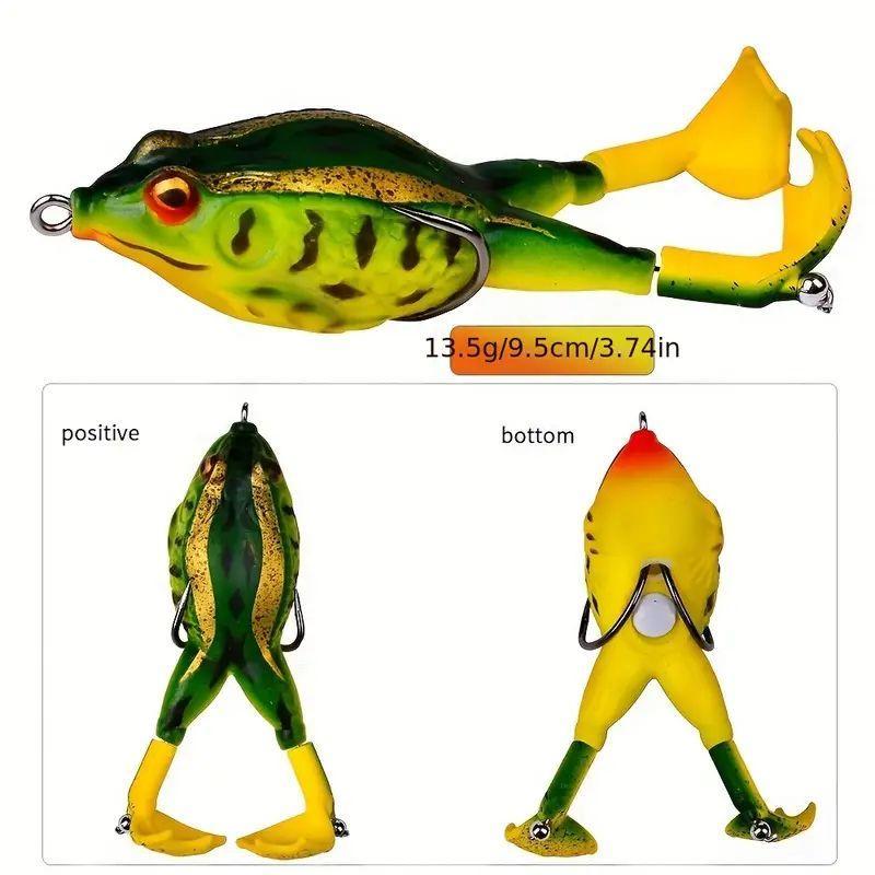 Rotating Tail Crankbaits with Floating Design, 3 Counts Lifelike Frog Lures Kit, Silicone Made, Easy To Use, Outdoor Fishing Accessories