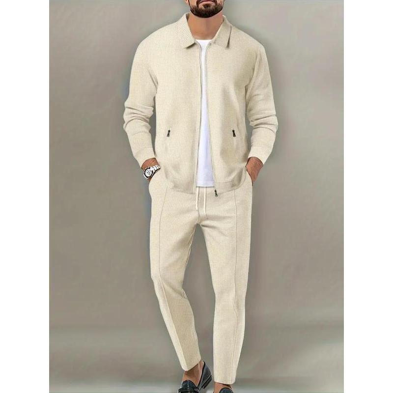 Sporty Two-piece Set Men's Plain Zip Up Jacket & Drawstring Waist Pants Tracksuit Set, Sports Long Sleeve Collared Outerwear & Pocket Elastic Waist Trousers, Men's Sportswear for Gym Workout Running 9 Clothes, Fall Clothes 2024 90s Clothes, Fall Outfits