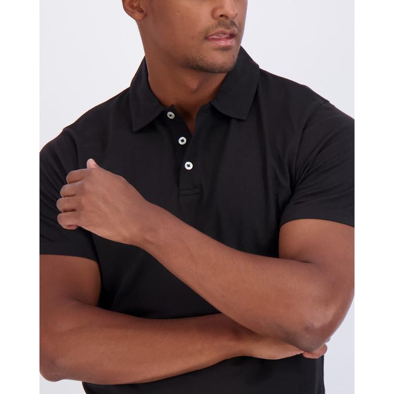 Real Essentials 3 Pack: Men's Jersey Cotton Short Sleeve Polo Shirt - Breathable Performance Polo (Available in Big & Tall)