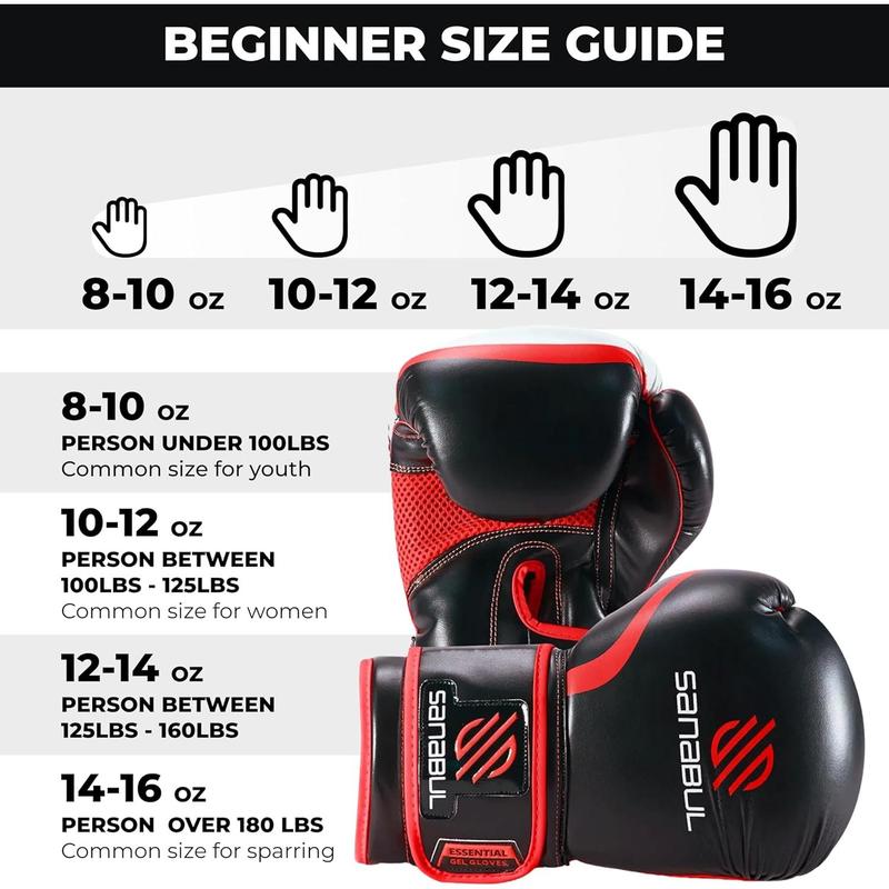 Sanabul Essential Gel Boxing Gloves Kickboxing Gloves for Men & Women Boxing Training & Sparring Gloves Muay Thai and Heavy Bag Training