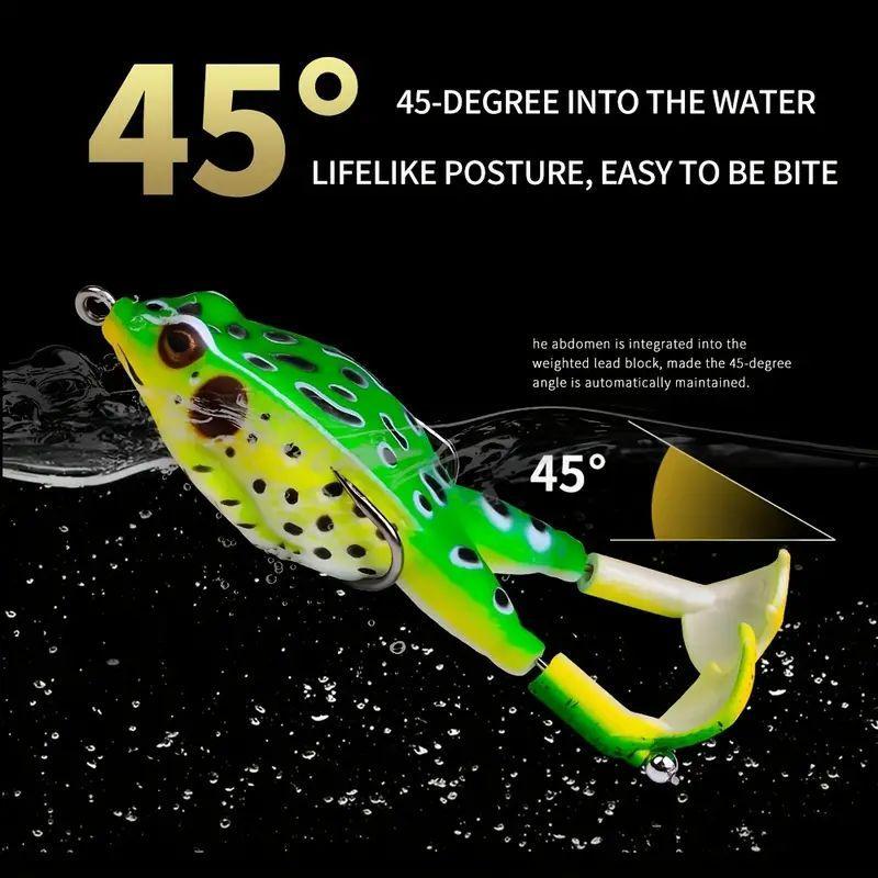 Rotating Tail Crankbaits with Floating Design, 3 Counts Lifelike Frog Lures Kit, Silicone Made, Easy To Use, Outdoor Fishing Accessories