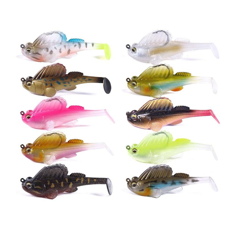 Silicone Wobbler Fishing Lure, 10pcs Sinking Soft Lure Jig Hook Swimbaits Bass Shad for Perch Tackle, Fishing Accessories, Fishing Lures