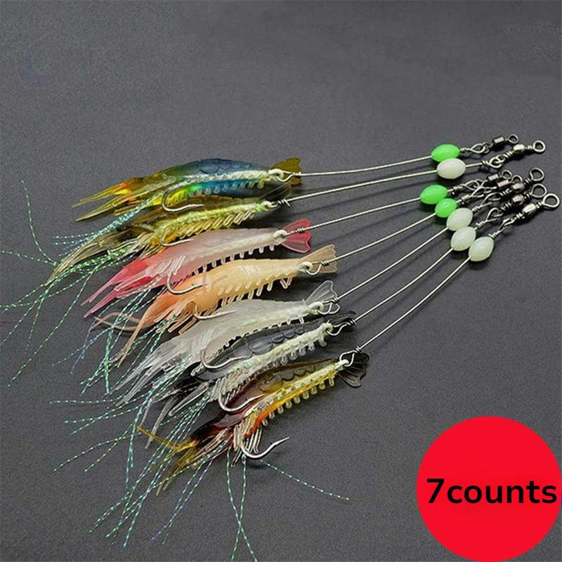 Artificial Shrimp Fishing Lure, 7 Counts set Luminous Fishing Bait, Fishing Accessories for Outdoor Fishing, Fishing Supplies, Christmas Gift