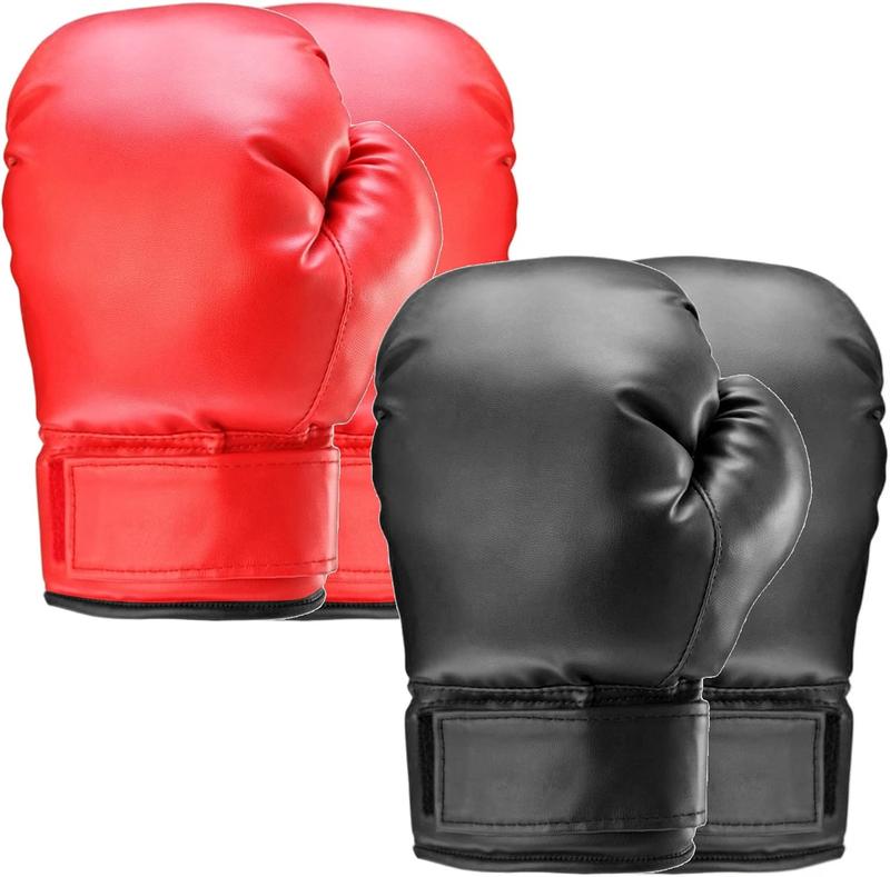 Piscator Zone 2 Pair Boxing Training Gloves Punching Bag Gloves Set, Shockproof Gloves for Beginners & Kids - Red Black