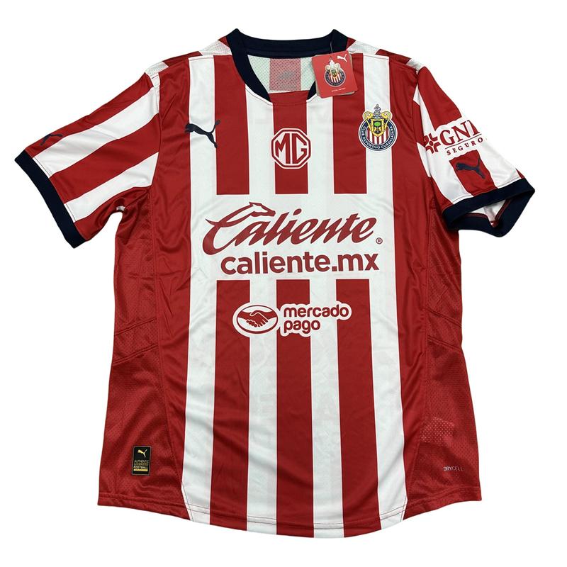 Puma 2425 Chivas CD Guadalajara Home Jersey Vintage Mexico Red and White Stripe Short Sleeve Top Football Jersey LIGAMX