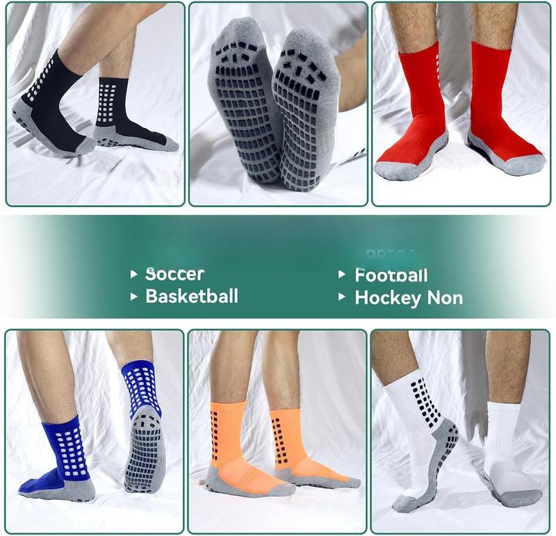 2 4 6 Pairs Men's Soccer Socks Grip Pads Non Slip Football Baseball Soccer Socks for Men Women