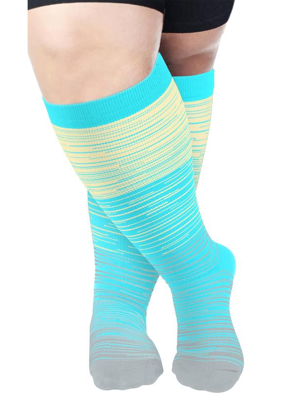 Unisex Colorblock Over The Calf Socks, Sports Comfy Breathable Socks for Women & Men, Athletic Socks for Running Jogging Cycling