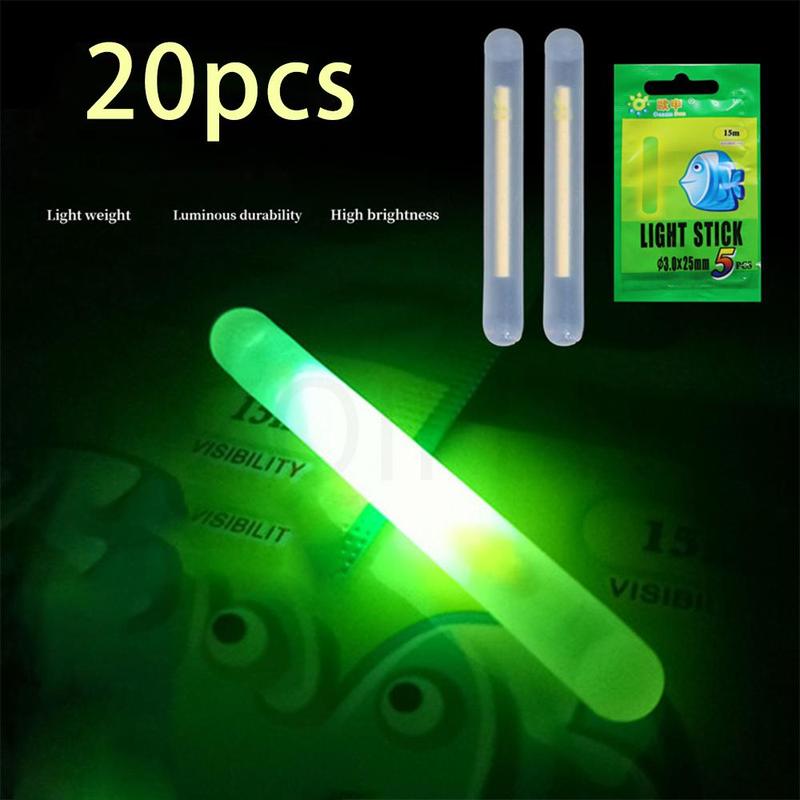 Glow in The Dark Fishing Stick, 20pcs set Luminous Fishing Float Light Stick, Lightweight & High Brightness Fishing Float Stick, Outdoor Fishing Accessories