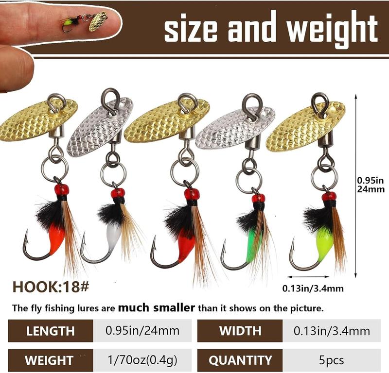 Fly Fishing Lures Fly Fishing Flies Wet Fishing Flies Fishing Lures with Fishing Spinner for Bass Sunfish, Pike