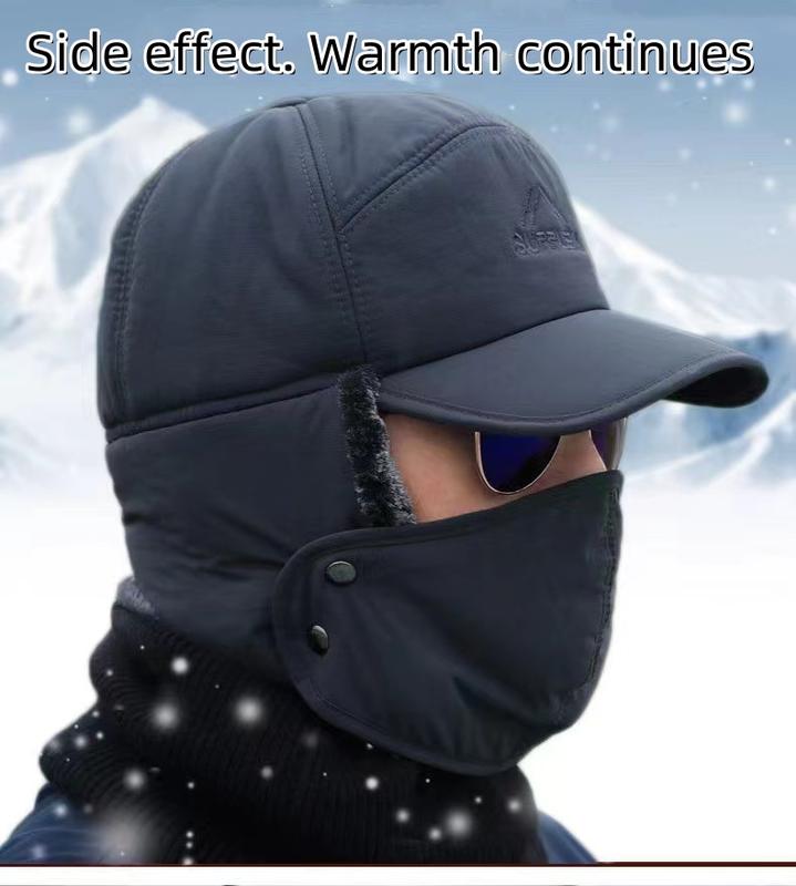 A must-have outdoor thermal hat for winter, three and multi-directional thermal hat with ear muffs and full face thermal cover