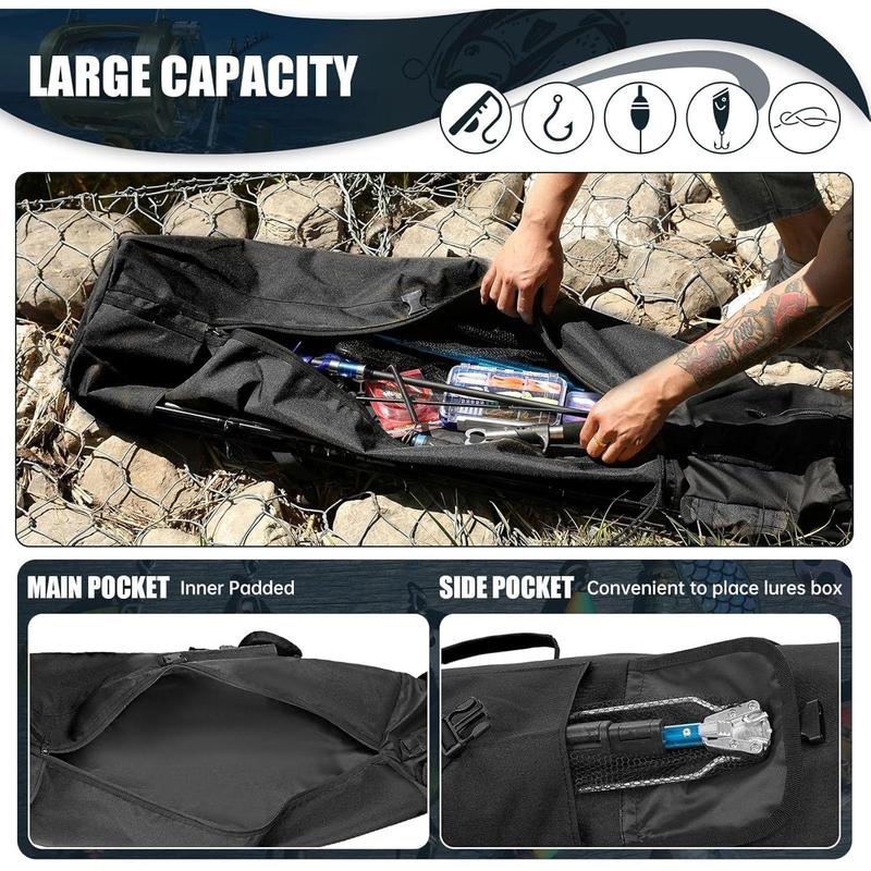 Fishing Rod Carrier Fishing Pole Bag Reel Organizer Case Storage Bag for Fishing Gear and Equipment and Traveling, A Fishing Gifts for Men, Family Father, Daughter and Friends