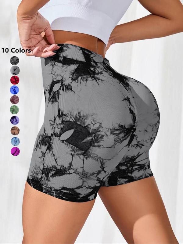 Women's Tie Dye Print High Waist Seamless Sports Tummy Control Leggings, Casual Comfy Breathable Wide Waistband Skinny Shorts Yoga Leggings for Exercises Gym Workout, Women Sport & Outdoor Clothing, Fall Outfits 2024