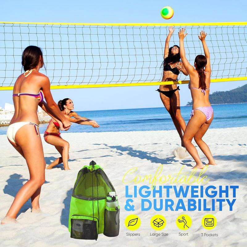 Mesh Beach Backpack Bag, Swim Bag for Swimmers,Waterproof Mesh Drawstring Bag for Women Men, Large Swimming Bags