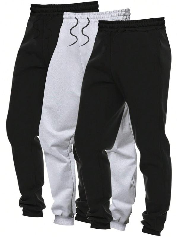 Men's Solid Drawstring Waist Jogger Pants, Street Regular Fit Pocket Sweatpants for Summer, Men's Bottoms for Daily Wear