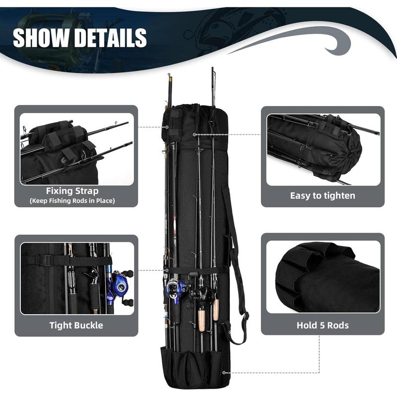 Fishing Rod Carrier Fishing Pole Bag Reel Organizer Case Storage Bag for Fishing Gear and Equipment and Traveling, A Fishing Gifts for Men, Family Father, Daughter and Friends