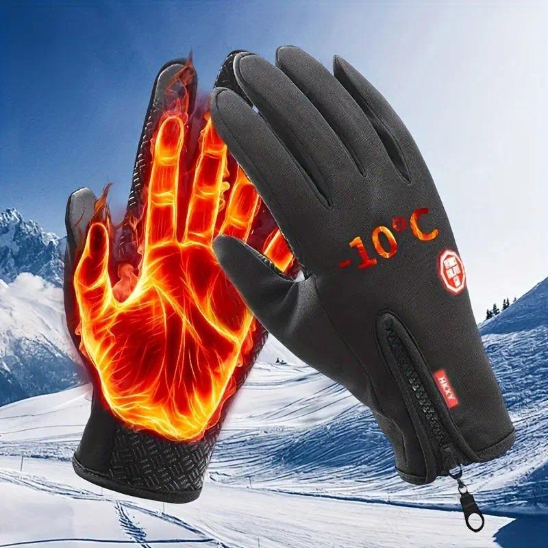 Winter Warm Gloves, 1 Pair Men's and Women's Outdoor Cycling Gloves Warm Plush Lining for Sports, Fishing, Autumn Travel, Waterproof, Windproof and Non-slip Touch Screen Gloves, Birthday Gift, Christmas Gift