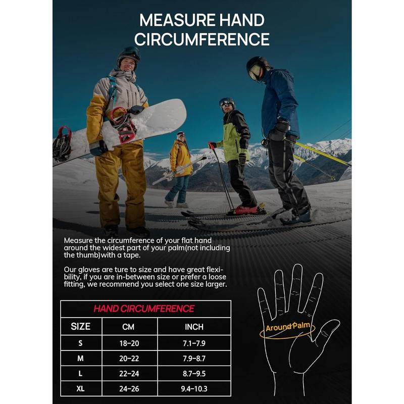 Winter Gloves Ski Waterproof: 3M Thinsulate -40 Windproof Warm Men Women Insulated Glove with Touchscreen Anti-Slip