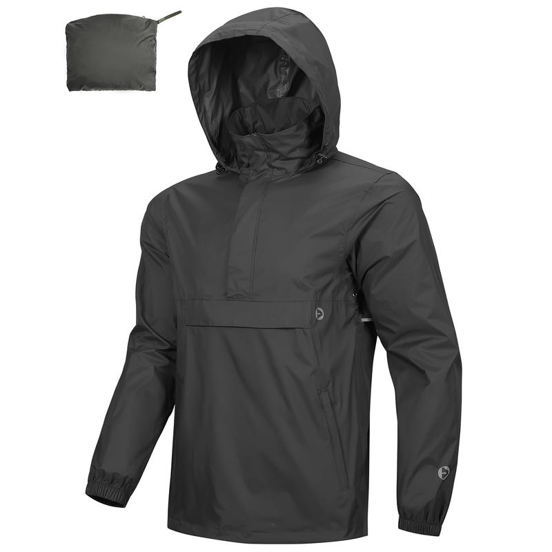 Outdoor Ventures Men's Rain Jacket Waterproof Lightweight Packable Rain Pullover for Hiking Golf Running