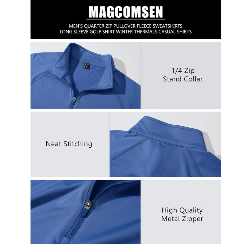 MAGCOMSEN Men's Quarter Zip Pullover Fleece Lined Long Sleeve 1 4 Zip Golf Shirt Athletic Running Fishing Sweatshirts