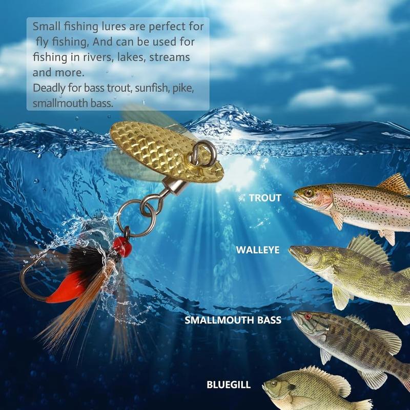 Fly Fishing Lures Fly Fishing Flies Wet Fishing Flies Fishing Lures with Fishing Spinner for Bass Sunfish, Pike