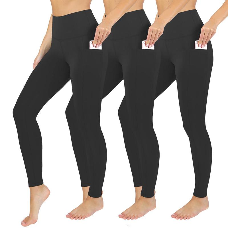 3 Pack Leggings with Pockets Soft Leggings for Women High Waisted Tummy Control No See Through Workout Yoga Pants leggings with pockets