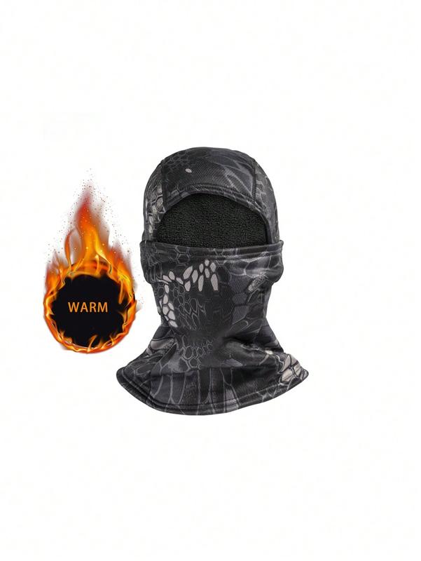 Thick Warm Fleece Camo Print Windproof Face Mask Neck Gaiter For Cold Weather, Cycling, Skiing