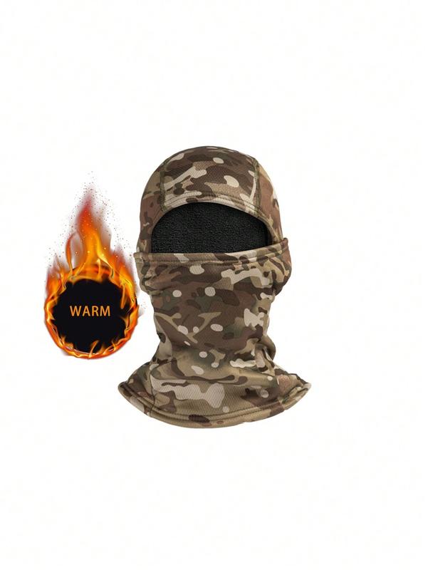 Thick Warm Fleece Camo Print Windproof Face Mask Neck Gaiter For Cold Weather, Cycling, Skiing