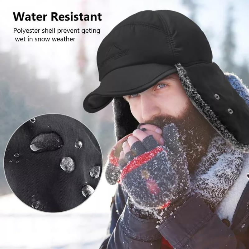 Men Winter Trapper Hat Snow Hats Thermal Windproof Hunting Skiing Cycling Ear Flaps Cold Weather Caps Ushanka Russian Dad Hat