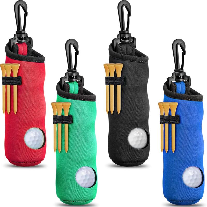 4 Pieces Golf Tee Holder Golf Ball Carry Bag Pouch Golf Ball Holder Keychain Belt Clip Golf Gifts Accessories