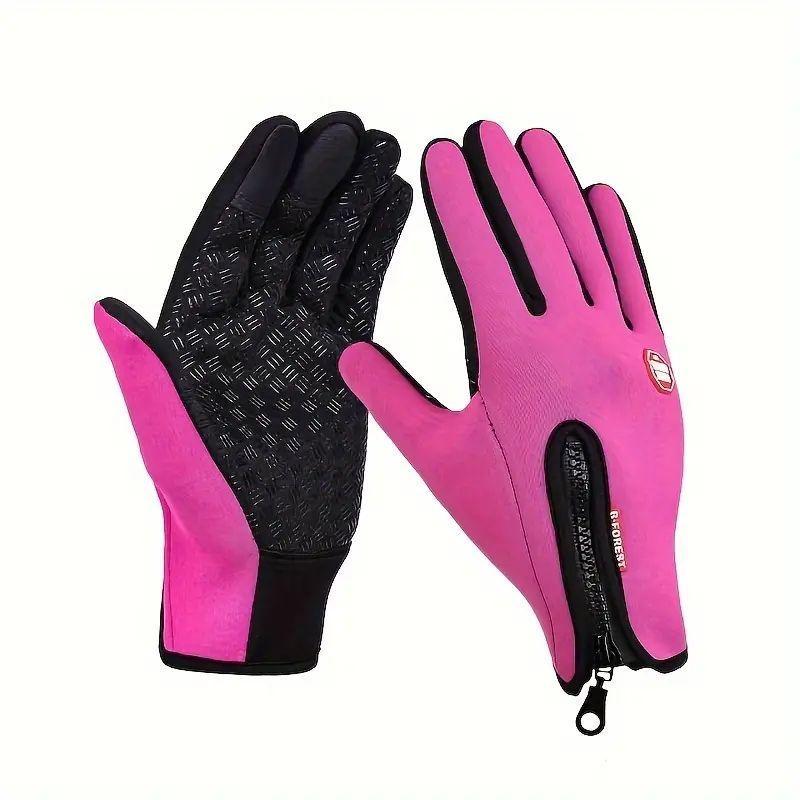 Women's Winter Cycling Gloves, 1 Pair Touch Screen Waterproof Warm Gloves, Outdoor Sports Gloves for Cycling, Skiing, Snowboarding, Hiking, Camping