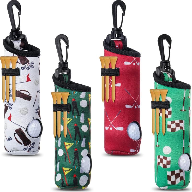 4 Pieces Golf Tee Holder Golf Ball Carry Bag Pouch Golf Ball Holder Keychain Belt Clip Golf Gifts Accessories