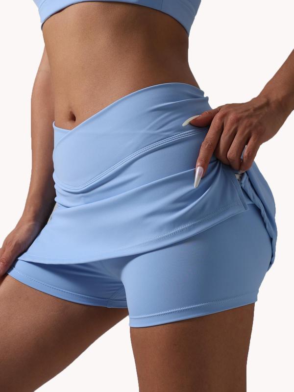 Women's Solid Split Hem Sports Skorts, Casual High Stretch Seamless Sports Skirt for Yoga Gym Workout,  Tennis Skirt, Ladies Sportswear for All Seasons Sweatpants