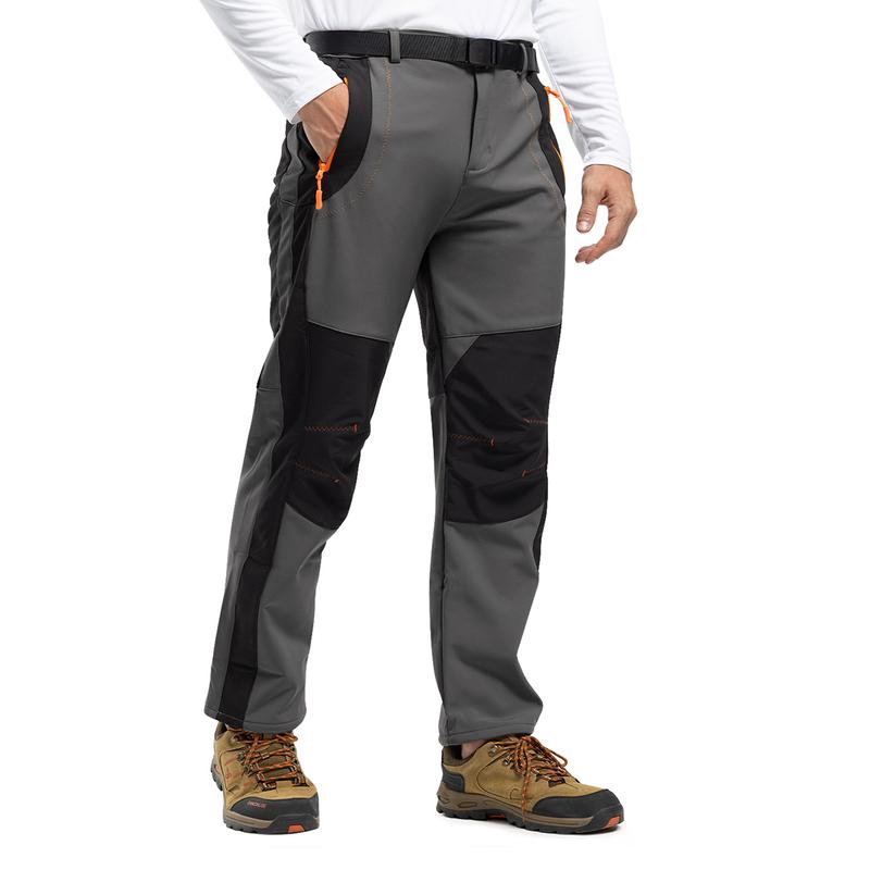 Men's Snow Ski Hiking Pants Waterproof Winter Fleece Lined Pants Camping Skiing Ice Fishing Pants with Belt