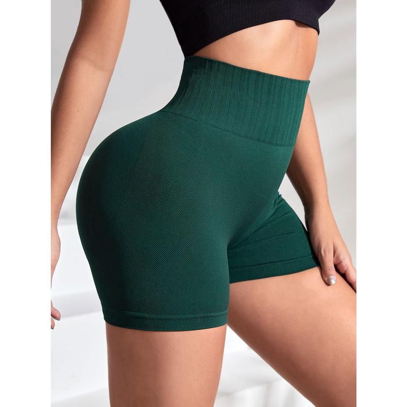 Yoga Basic Scrunch Butt Tummy Control Sports Shorts Green Shorts