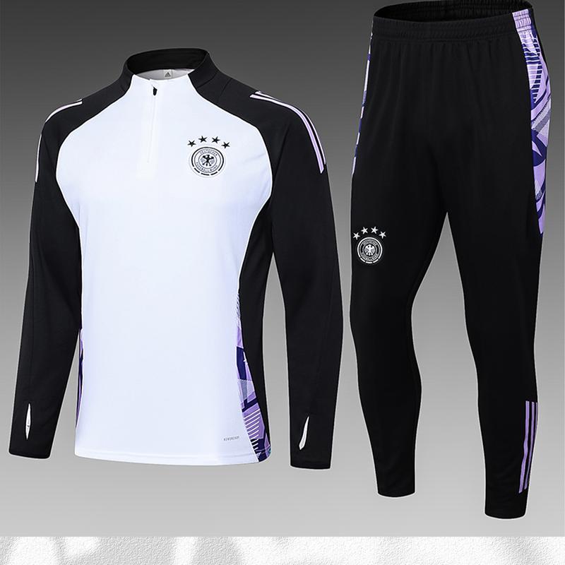 24-25 Season White German Long-Sleeved Tracksuit Set High Quality Breathable Training Suit Set