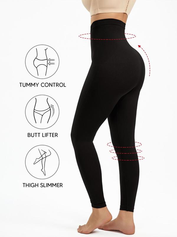 Women's Solid High Waist Shapewear Leggings, Casual High Stretch Seamless Shaper for Daily Wear, Summer Clothes, Tummy Control Butt Lifting Yoga Pants, Pants for Women, Summer Wear 2024