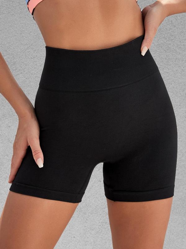 Women's Plain Ruched High Waist Sports Skinny Gym Shorts, Gym Clothes, Sporty Wide Waist Band Seamless Short Leggings for Yoga Gym Workout Running, Biker Shorts, Lady Sportswear