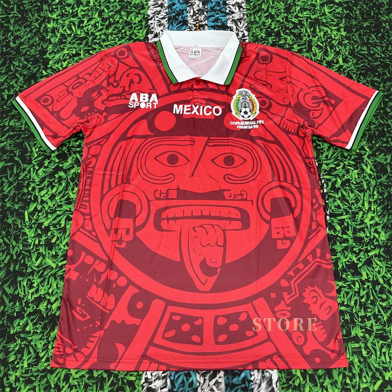 1998 Mexico Soccer National Team Home BLACK Nostalgia Soccer Jersey #2 Suarez #3 Sanchez Classic Breathable Quick Dry Soccer Jersey