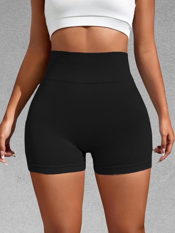 Women's Plain Ruched High Waist Sports Skinny Gym Shorts, Gym Clothes, Sporty Wide Waist Band Seamless Short Leggings for Yoga Gym Workout Running, Biker Shorts, Lady Sportswear